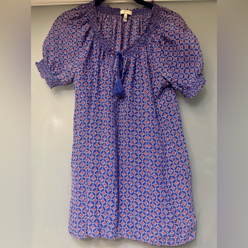 Joie silk M floral puffy sleeve tassel flowy top